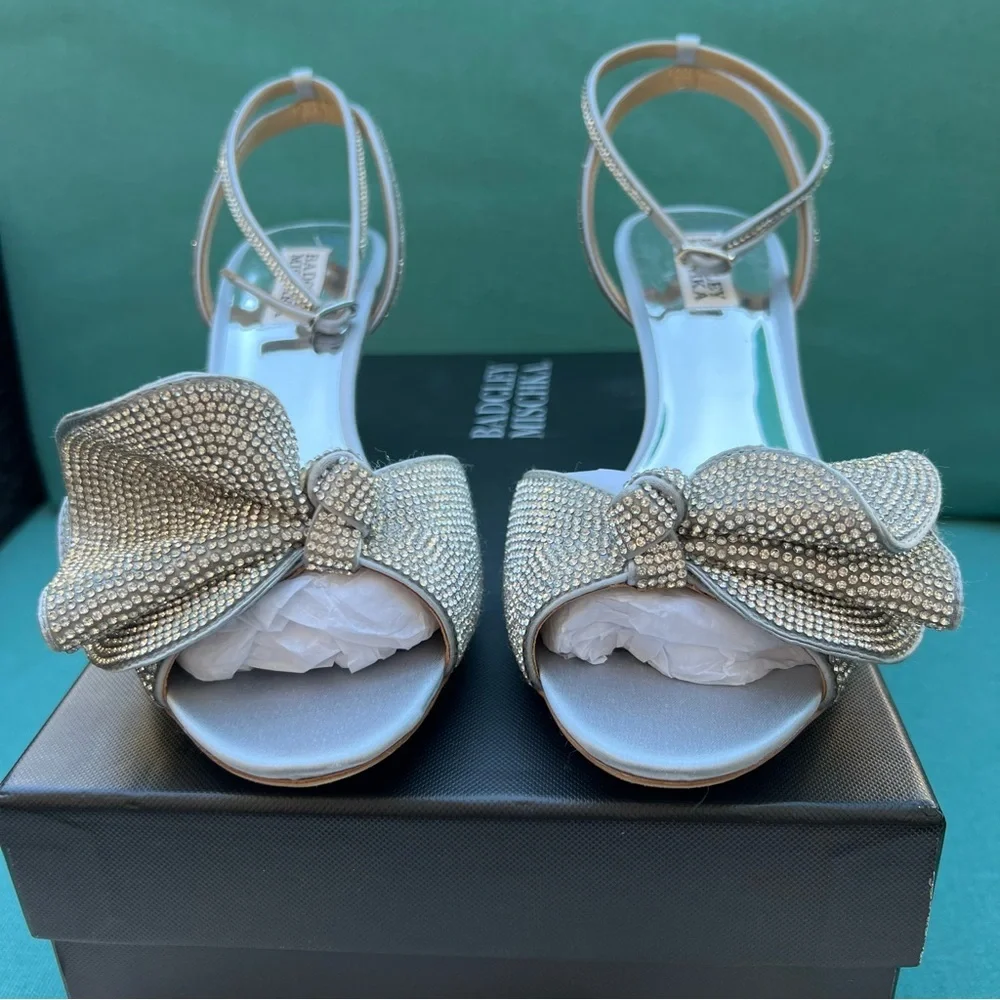 NIB - Badgley Mischka Remi Open Toe Kitten Heel - Size 8.5 - Picture 3 of 14